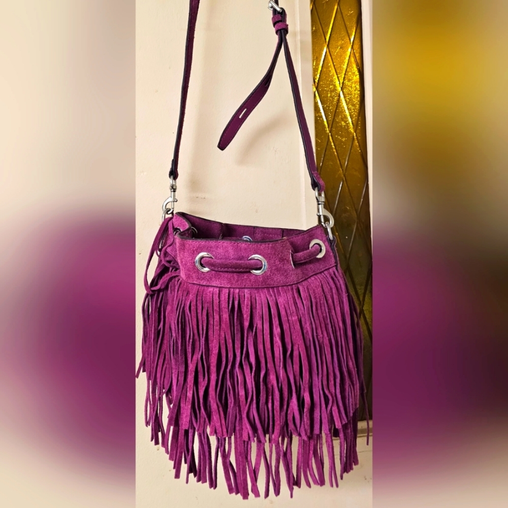 Rebecca Minkoff Fuchsia Fringe shoulder and crossover bag